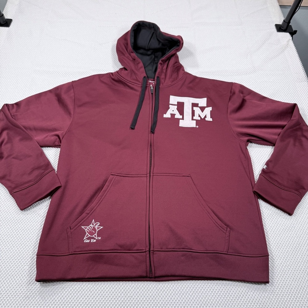 Champion Texas A&M Aggies Men's Large Maroon Full Zip Hooded Sweatshirt